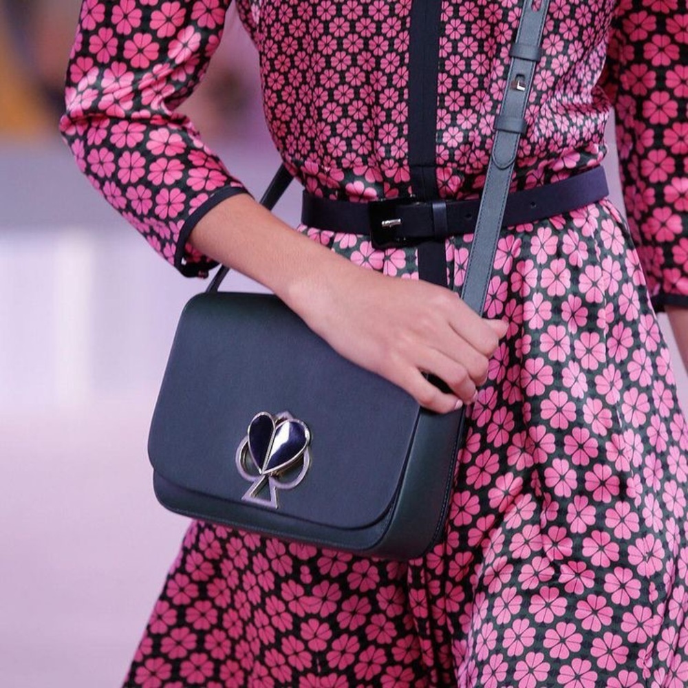KATE SPADE Nicola Twistlock Heart Shoulder Bag / Crossbody Navy Blue